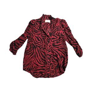 BA&SH Sisco Zebra-Print Red Blouse Size: 1